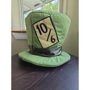 VTG Disney Parks Mad Hatter Top Hat 10/6 Alice In Wonderland Green Size Adult